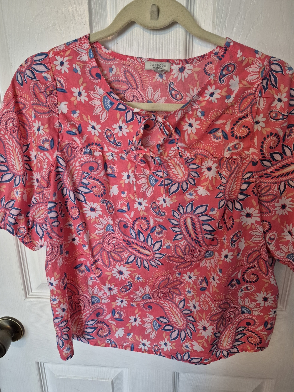 Talbots Pink Paisley Short-Sleeve Blouse
